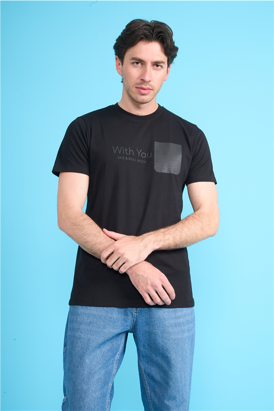 Çetinkaya Mentality 4533 Bisiklet Yaka Regular Modelli T-shirt Siyah