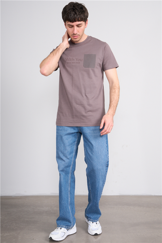 Çetinkaya Mentality 4533 Bisiklet Yaka Regular Modelli T-shirt Koyu Gri