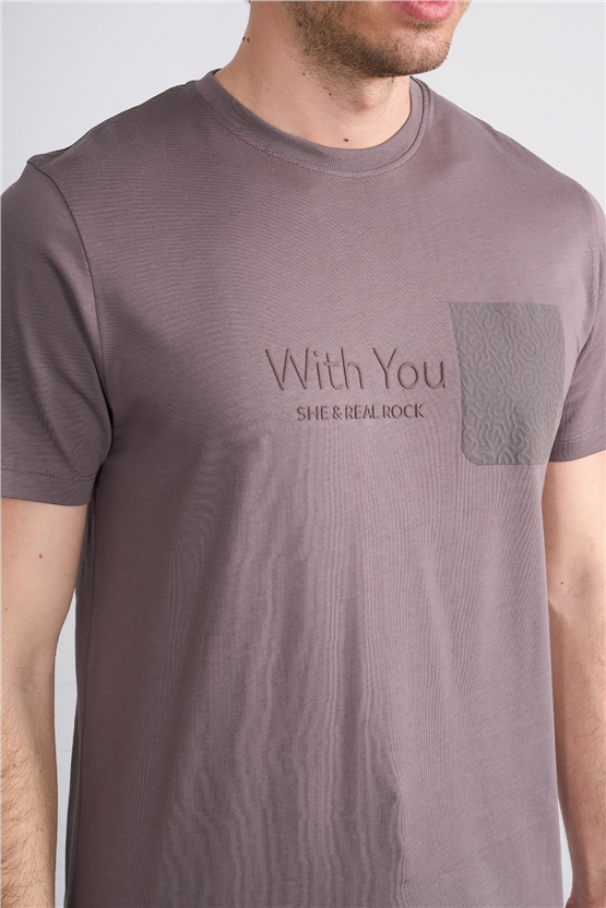 Çetinkaya Mentality 4533 Bisiklet Yaka Regular Modelli T-shirt Koyu Gri