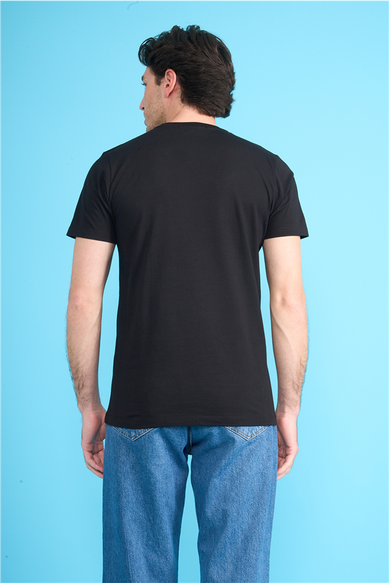 Çetinkaya Mentality 4533 Bisiklet Yaka Regular Modelli T-shirt Siyah