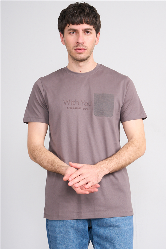 Çetinkaya Mentality 4533 Bisiklet Yaka Regular Modelli T-shirt Koyu Gri