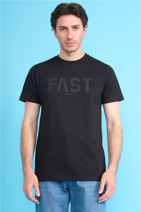 Çetinkaya Mentality 4534 Bisiklet Yaka Regular Modelli T-shirt Siyah