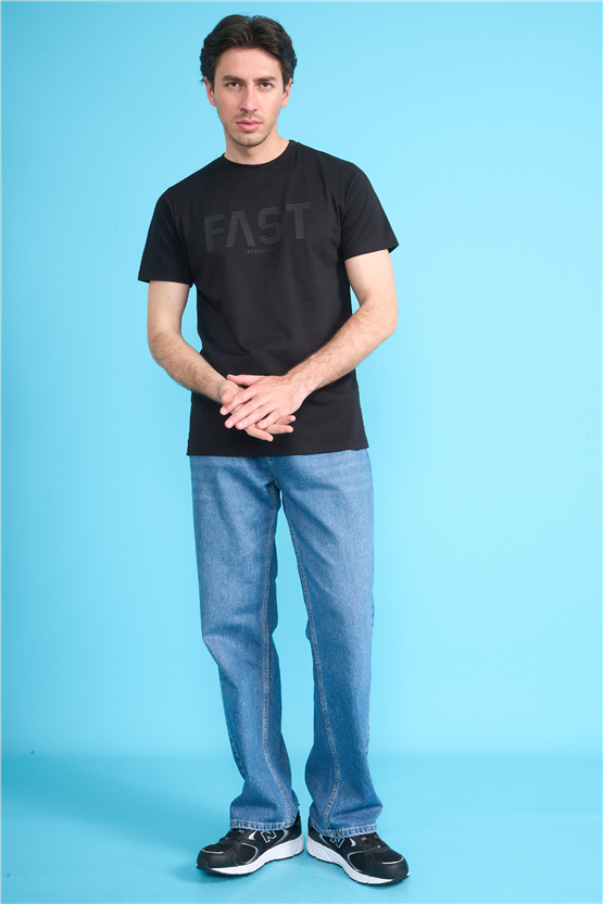 Çetinkaya Mentality 4534 Bisiklet Yaka Regular Modelli T-shirt Siyah
