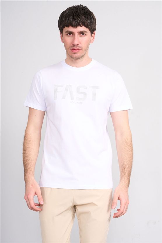 Çetinkaya Mentality 4534 Bisiklet Yaka Regular Modelli T-shirt Beyaz