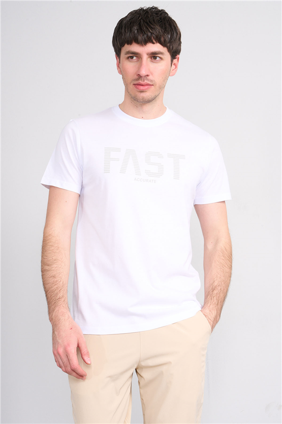 Çetinkaya Mentality 4534 Bisiklet Yaka Regular Modelli T-shirt Beyaz