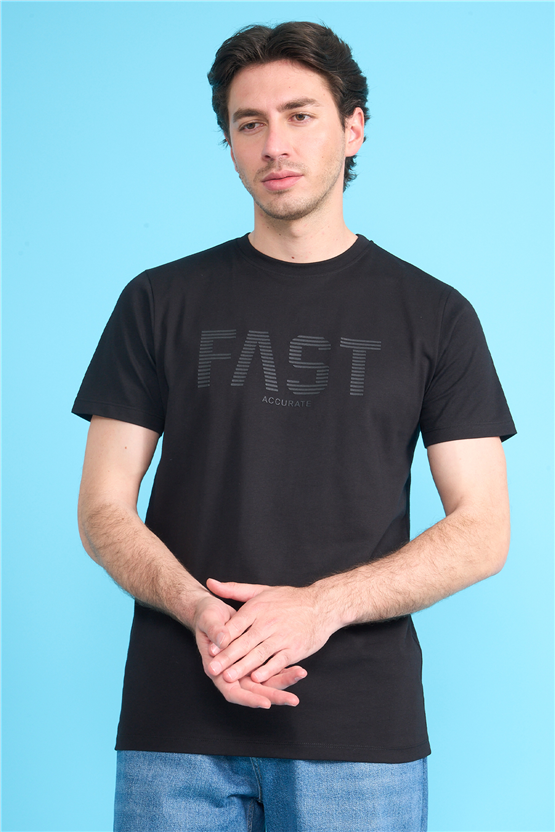 Çetinkaya Mentality 4534 Bisiklet Yaka Regular Modelli T-shirt Siyah