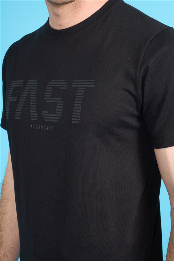 Çetinkaya Mentality 4534 Bisiklet Yaka Regular Modelli T-shirt Siyah
