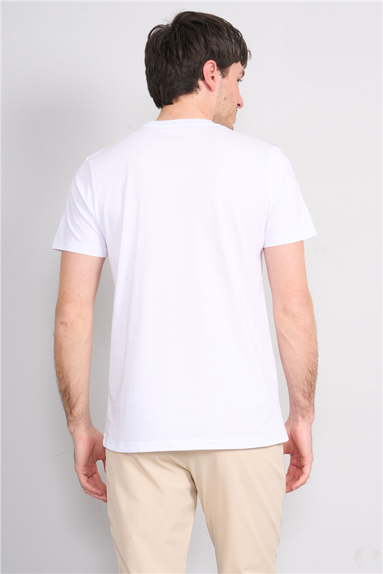 Çetinkaya Mentality 4534 Bisiklet Yaka Regular Modelli T-shirt Beyaz