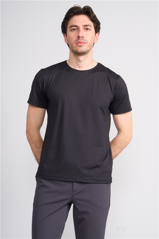 Çetinkaya Mentality 4538 Bisiklet Yaka Regular Basic T-shirt Siyah