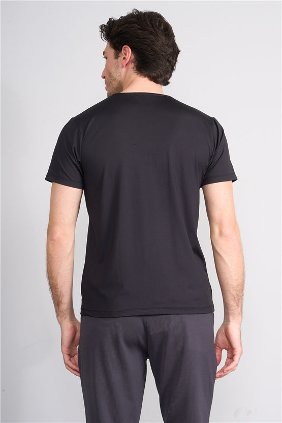 Çetinkaya Mentality 4538 Bisiklet Yaka Regular Basic T-shirt Siyah