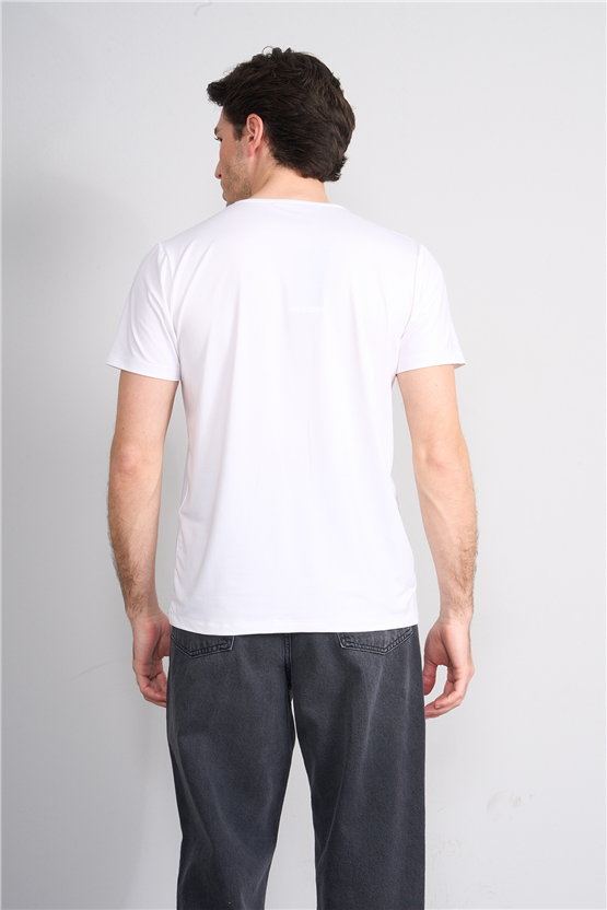 Çetinkaya Mentality 4538 Bisiklet Yaka Regular Basic T-shirt Beyaz
