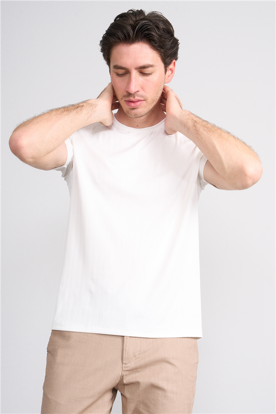 Çetinkaya Mentality 4539 Bisiklet Yaka Regular Modelli T-shirt Beyaz