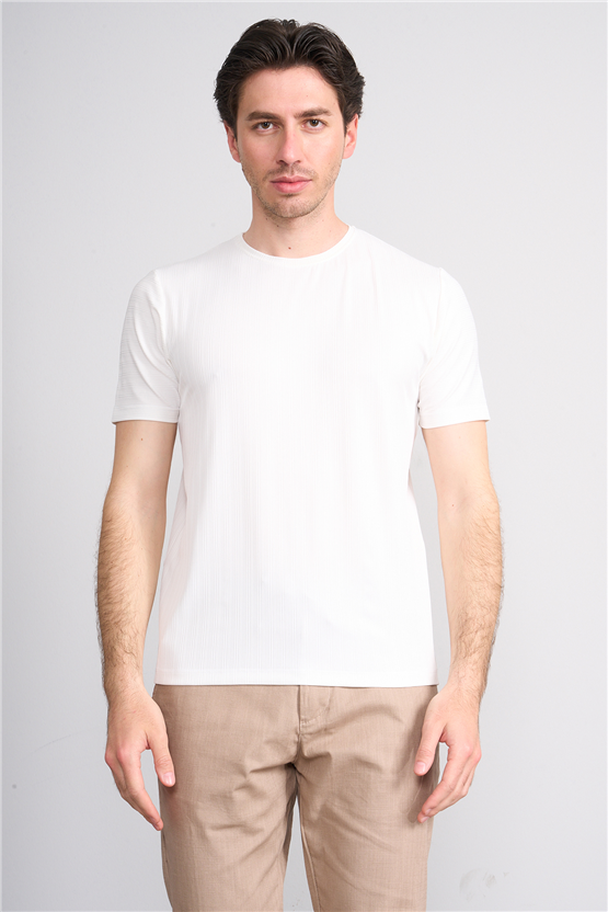 Çetinkaya Mentality 4539 Bisiklet Yaka Regular Modelli T-shirt Beyaz