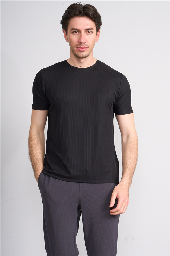 Çetinkaya Mentality 4539 Bisiklet Yaka Regular Modelli T-shirt Siyah