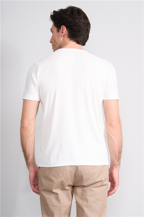Çetinkaya Mentality 4539 Bisiklet Yaka Regular Modelli T-shirt Beyaz