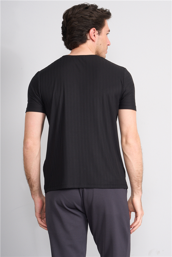 Çetinkaya Mentality 4539 Bisiklet Yaka Regular Modelli T-shirt Siyah