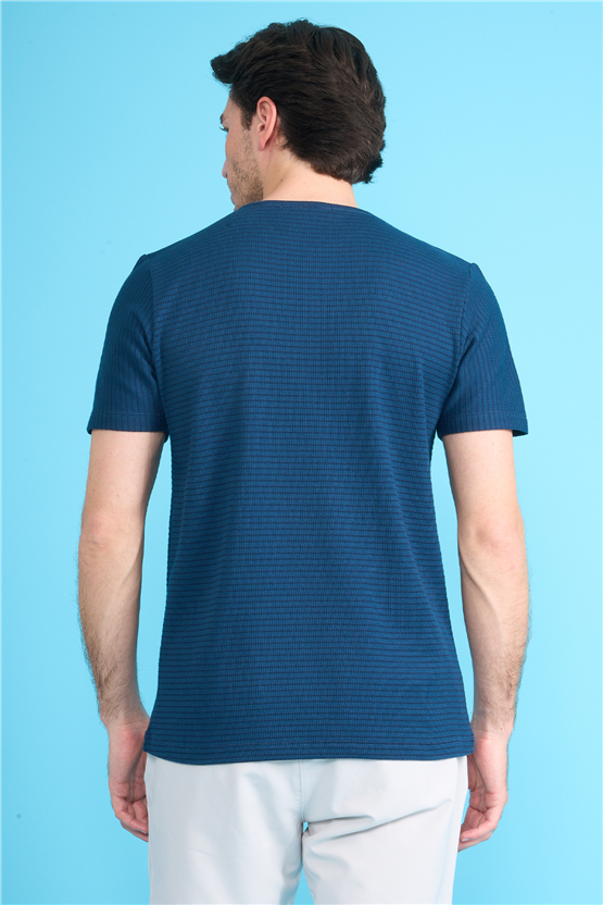 Çetinkaya Mentality 4542 Bisiklet Yaka Regular Modelli T-shirt İndigo