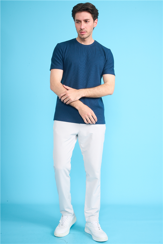 Çetinkaya Mentality 4542 Bisiklet Yaka Regular Modelli T-shirt İndigo