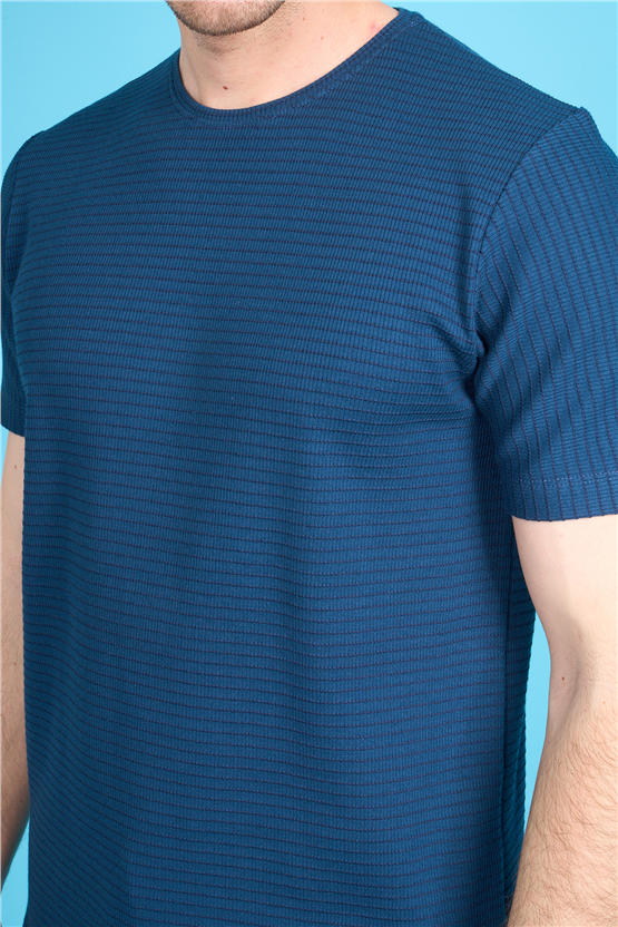 Çetinkaya Mentality 4542 Bisiklet Yaka Regular Modelli T-shirt İndigo