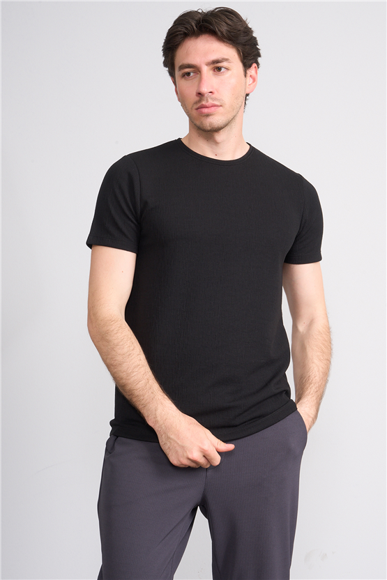 Çetinkaya Mentality 4544 Bisiklet Yaka Regular Modelli T-shirt Siyah
