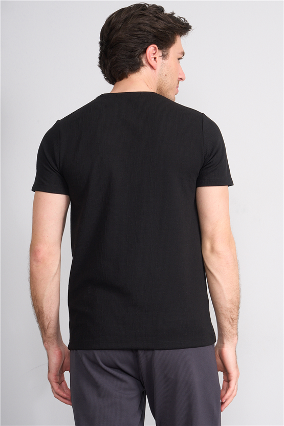 Çetinkaya Mentality 4544 Bisiklet Yaka Regular Modelli T-shirt Siyah