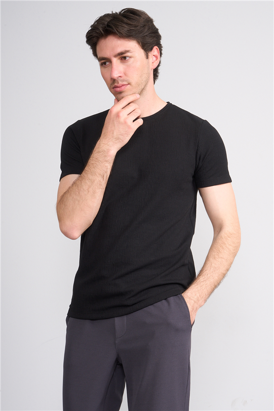 Çetinkaya Mentality 4544 Bisiklet Yaka Regular Modelli T-shirt Siyah