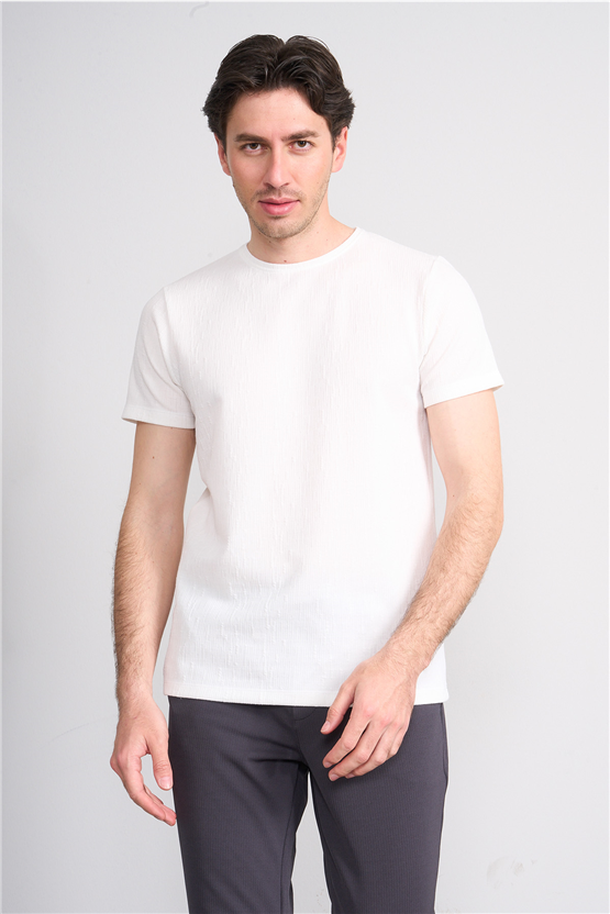 Çetinkaya Mentality 4544 Bisiklet Yaka Regular Modelli T-shirt Beyaz