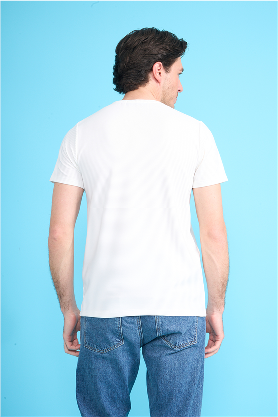 Çetinkaya Mentality 4545 Bisiklet Yaka Regular Baskılı T-shirt Beyaz