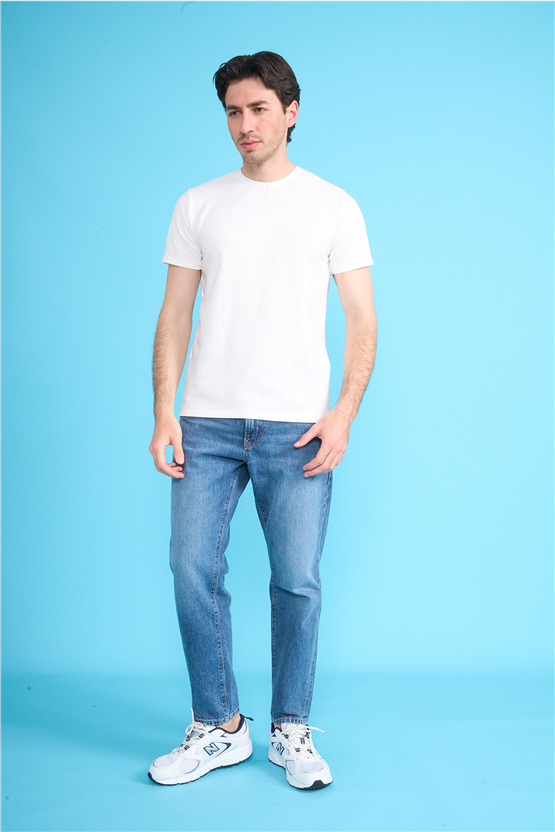 Çetinkaya Mentality 4545 Bisiklet Yaka Regular Baskılı T-shirt Beyaz