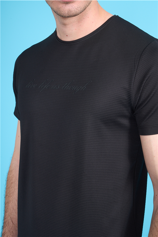 Çetinkaya Mentality 4545 Bisiklet Yaka Regular Baskılı T-shirt Siyah