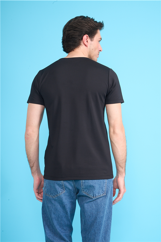 Çetinkaya Mentality 4545 Bisiklet Yaka Regular Baskılı T-shirt Siyah