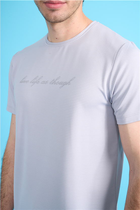 Çetinkaya Mentality 4545 Bisiklet Yaka Regular Baskılı T-shirt Gri