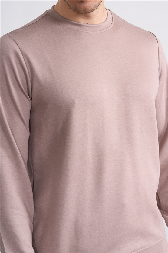 Çetinkaya Mentality 4546 Bisiklet Yaka Uzun Kol Regular T-shirt Vizon