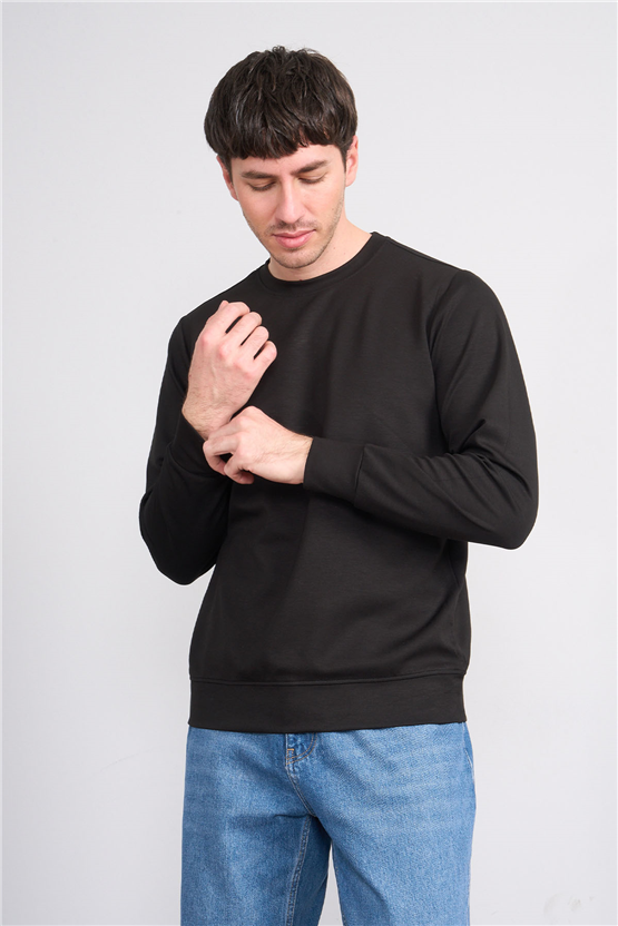 Çetinkaya Mentality 4546 Bisiklet Yaka Uzun Kol Regular T-shirt Siyah