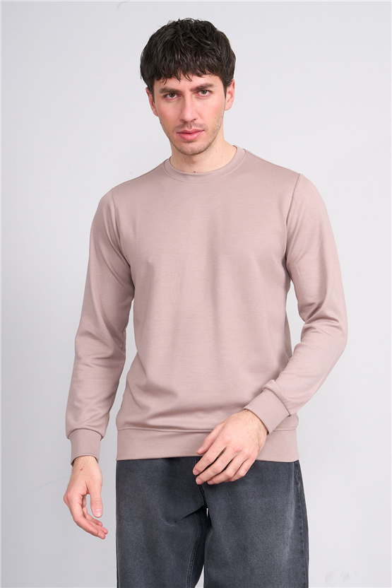 Çetinkaya Mentality 4546 Bisiklet Yaka Uzun Kol Regular T-shirt Vizon