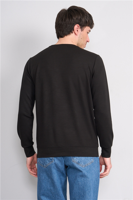 Çetinkaya Mentality 4546 Bisiklet Yaka Uzun Kol Regular T-shirt Siyah