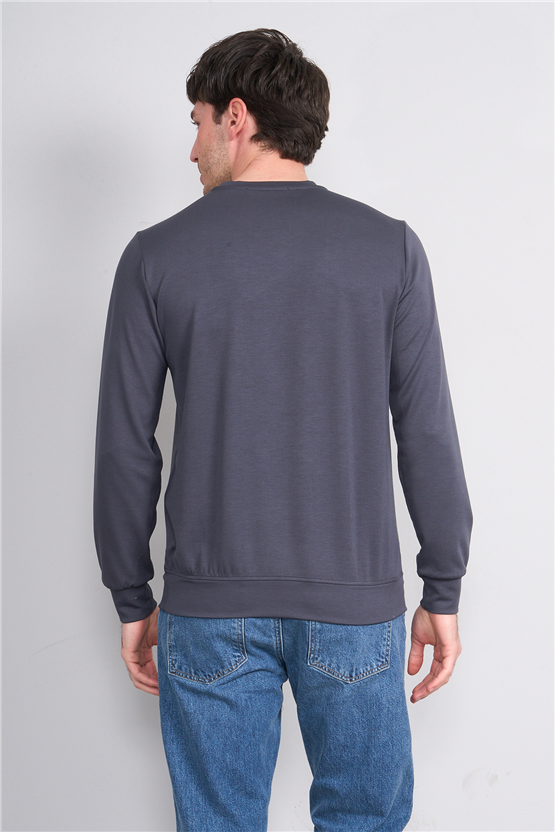 Çetinkaya Mentality 4546 Bisiklet Yaka Uzun Kol Regular T-shirt Antrasit