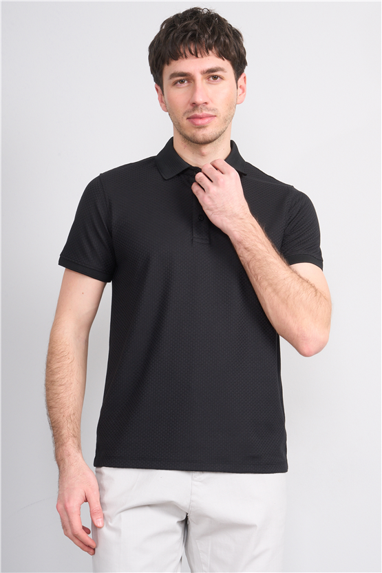 Çetinkaya Mentality 4549 Polo Yaka Regular Modelli T-shirt Siyah