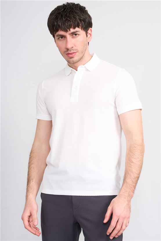 Çetinkaya Mentality 4549 Polo Yaka Regular Modelli T-shirt Beyaz