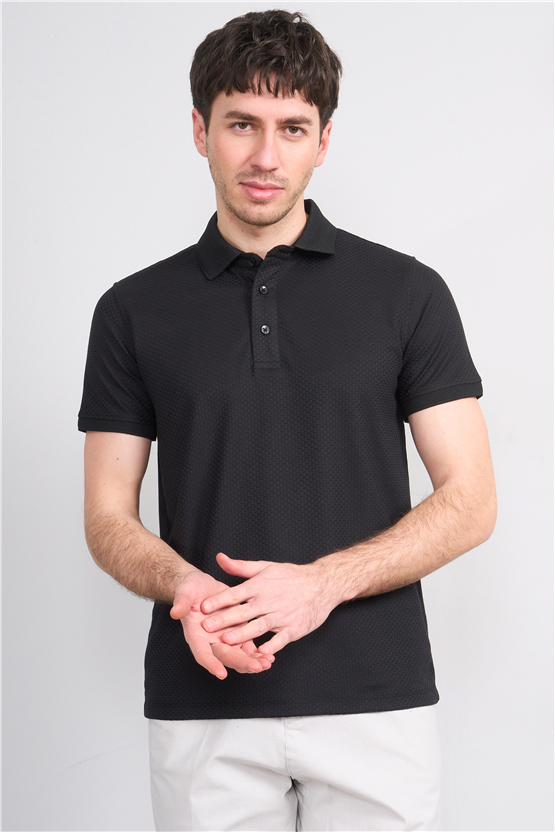 Çetinkaya Mentality 4549 Polo Yaka Regular Modelli T-shirt Siyah