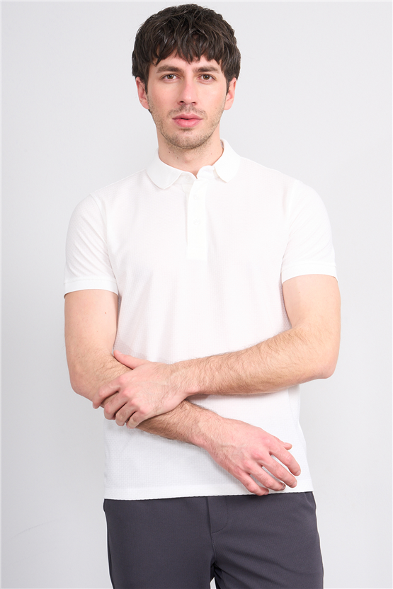 Çetinkaya Mentality 4549 Polo Yaka Regular Modelli T-shirt Beyaz