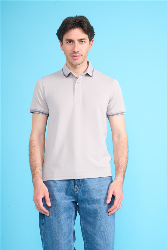 Çetinkaya Mentality 4555 Polo Yaka Regular Modelli T-shirt Gri