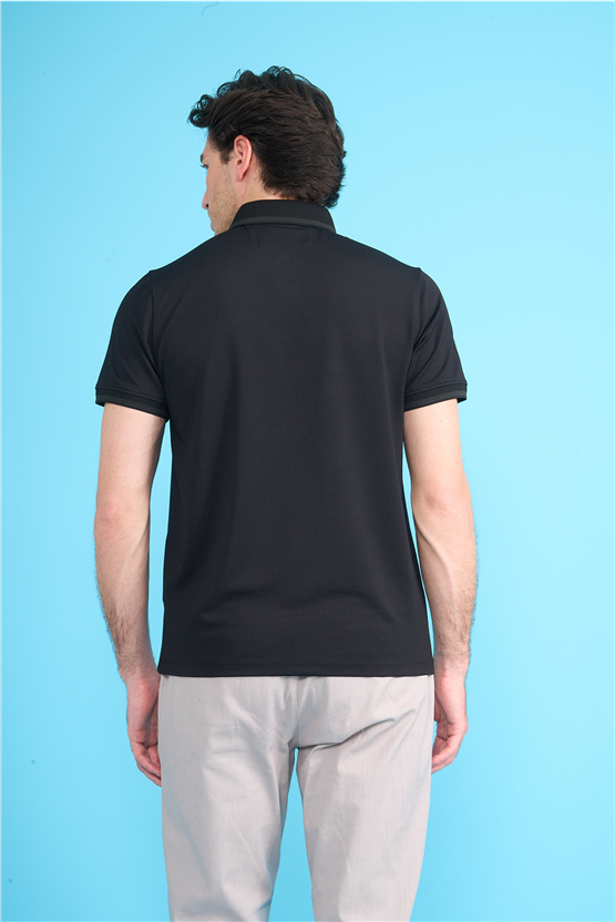 Çetinkaya Mentality 4555 Polo Yaka Regular Modelli T-shirt Siyah
