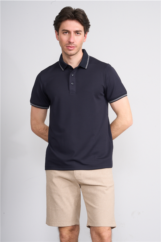 Çetinkaya Mentality 4555 Polo Yaka Regular Modelli T-shirt Lacivert