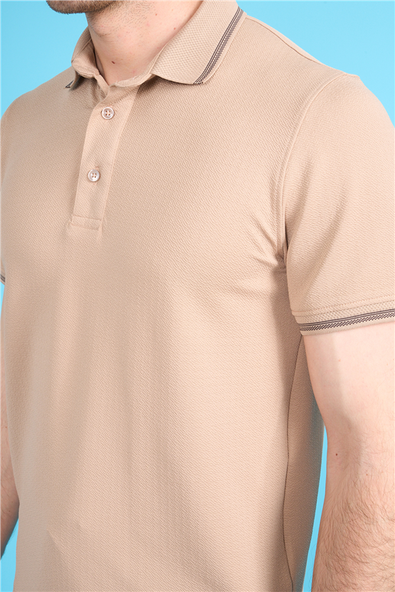 Çetinkaya Mentality 4555 Polo Yaka Regular Modelli T-shirt Bej
