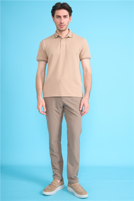 Çetinkaya Mentality 4555 Polo Yaka Regular Modelli T-shirt Bej