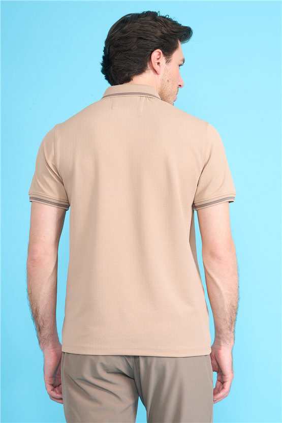 Çetinkaya Mentality 4555 Polo Yaka Regular Modelli T-shirt Bej