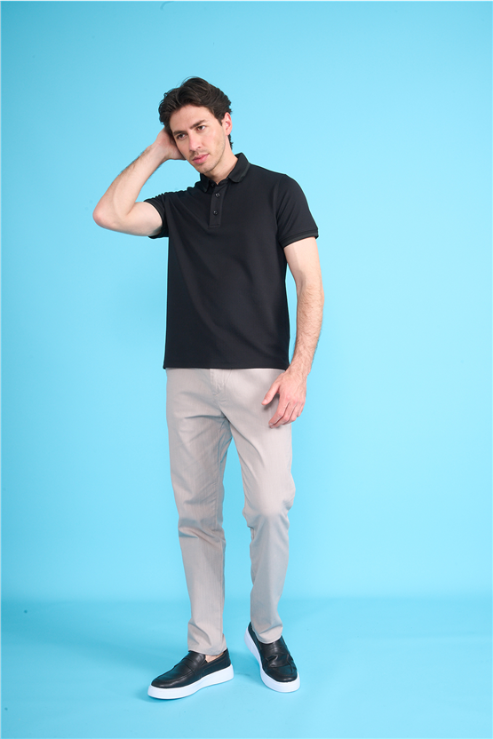 Çetinkaya Mentality 4555 Polo Yaka Regular Modelli T-shirt Siyah