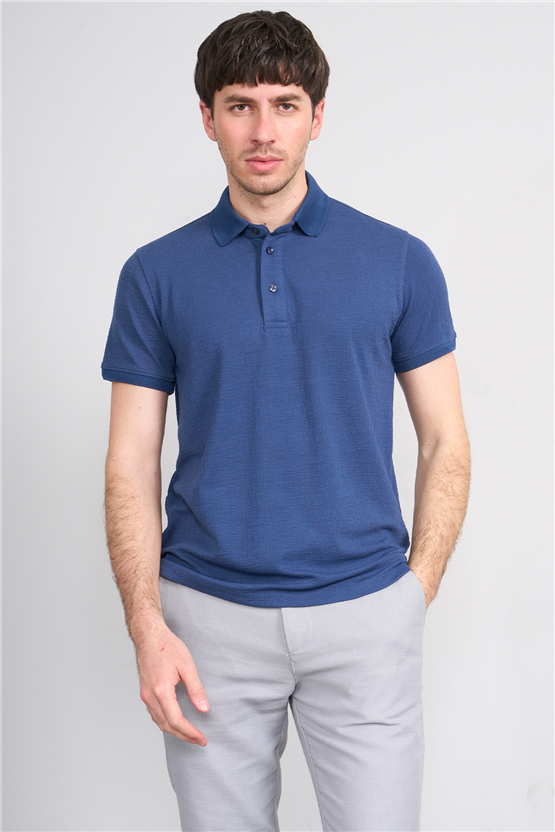 Çetinkaya Mentality 4556 Polo Yaka Regular Modelli T-shirt İndigo