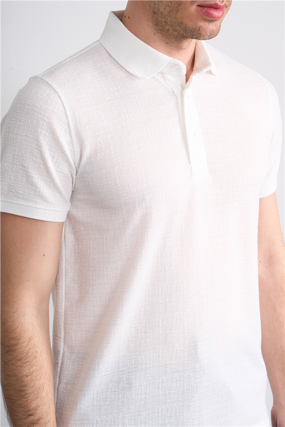 Çetinkaya Mentality 4556 Polo Yaka Regular Modelli T-shirt Beyaz